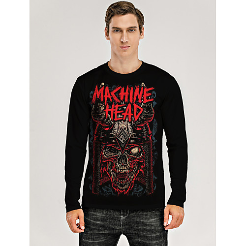 

Men's T shirt 3D Print Graphic 3D Skull Print Long Sleeve Daily Tops Black