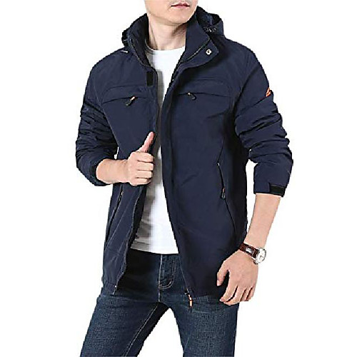 

men's active fit military hooded thickened sherpa lined parka jacket (small, navy blue)