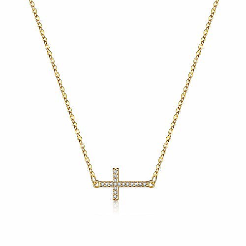 

cross necklace for women gold, horizontal cross cubic zirconia diamond cross necklace for women