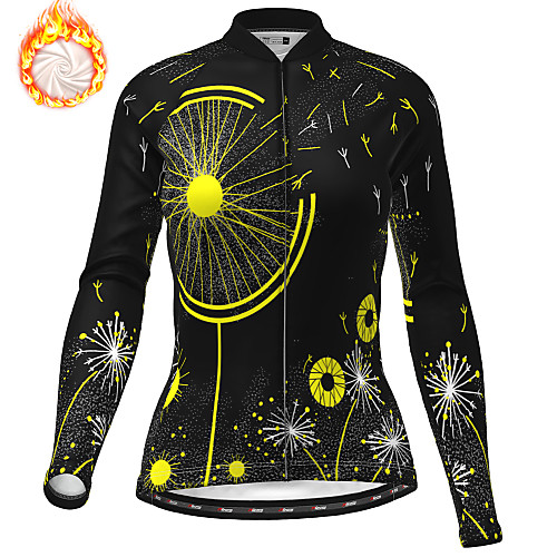 

21Grams Women's Long Sleeve Cycling Jersey Winter Fleece Yellow Orange Green Bike Top Mountain Bike MTB Road Bike Cycling Fleece Lining Warm Sports Clothing Apparel / Stretchy / Athleisure