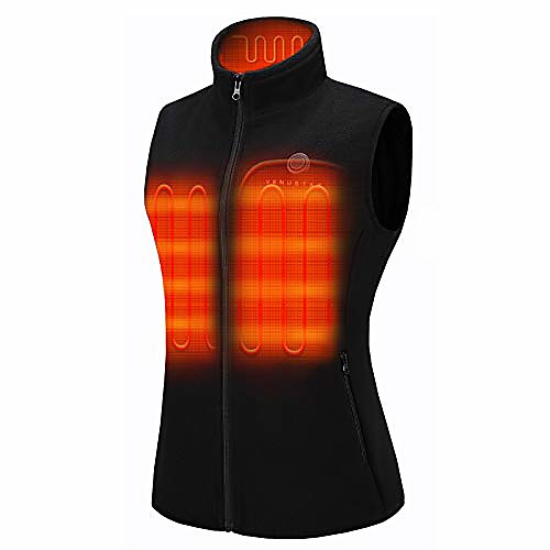 

women's fleece heated vest with battery pack 7.4v, lightweight insulated electric vest