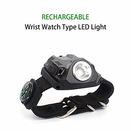 

wrist led flashlight,rechargeable torch light for outdoor survival camping climbing working night