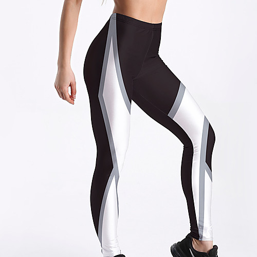

Women's Sporty Comfort Gym Yoga Leggings Pants Patterned Ankle-Length Print Black