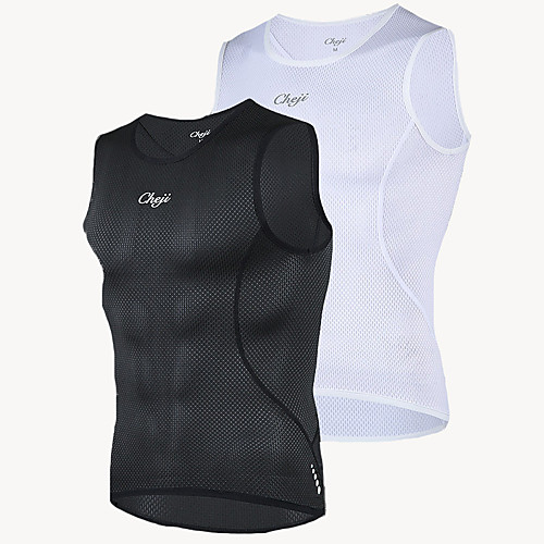 

cheji Men's Sleeveless Cycling Vest White Black Bike Jersey Breathable Sports Clothing Apparel / High Elasticity