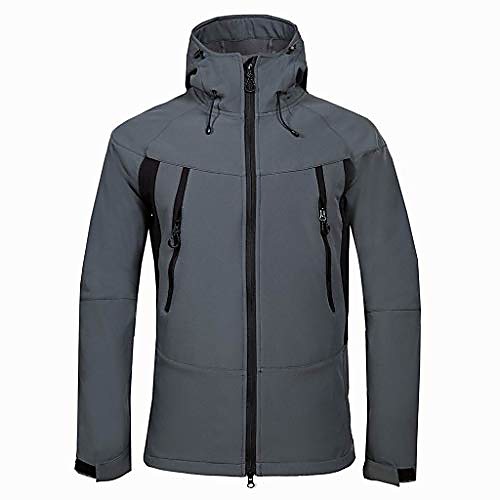 

mens waterproof hooded softshell breathable windbreaker outdoor mountain rain jacket(gray,l)