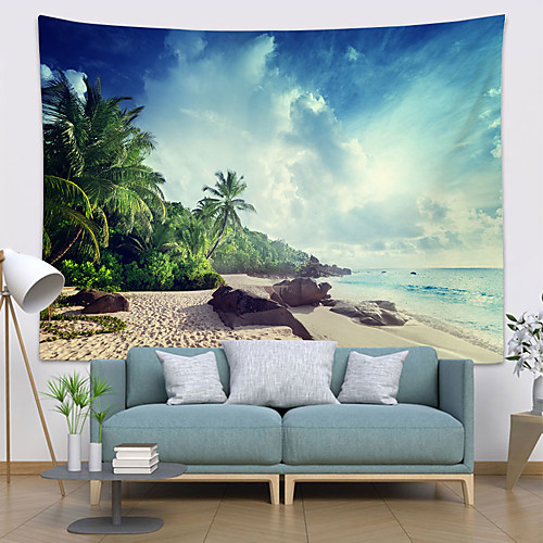 

Wall Tapestry Art Deco Blanket Curtain Picnic Table Cloth Hanging Home Bedroom Living Room Dormitory Decoration Polyester Fiber Beach Blue Sky