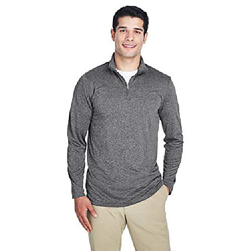 

men's cool & dry heathered performance quarter-zip xl black heather