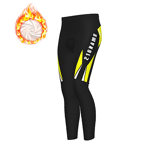 

21Grams Men's Cycling Tights Cycling Pants Winter Fleece Polyester Bike Tights Padded Shorts / Chamois Pants Thermal Warm Fleece Lining Breathable Sports Yellow / Red / Blue Mountain Bike MTB Road