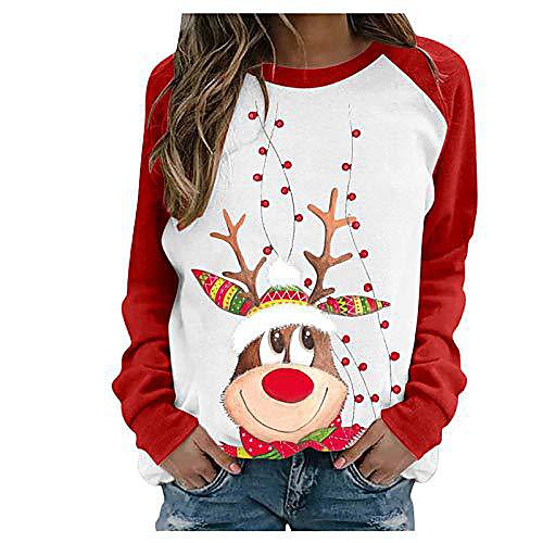 

Women's Pullover Sweatshirt Animal Patterned Reindeer Christmas Daily Casual Hoodies Sweatshirts White Black Gray