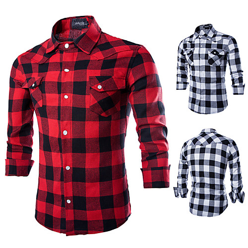 

Men's Hiking Shirt / Button Down Shirts Top Outdoor Breathable Quick Dry Sweat-Wicking Wear Resistance Autumn / Fall Spring Cotton Black Red Camping / Hiking Hunting Fishing