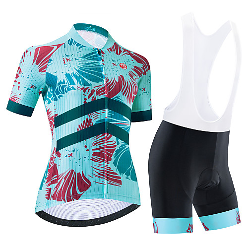 

21Grams Women's Short Sleeve Cycling Jersey with Bib Shorts Cycling Jersey with Shorts Black Sky Blue BlackWhite Bike Breathable Quick Dry Sports Graphic Mountain Bike MTB Road Bike Cycling Clothing