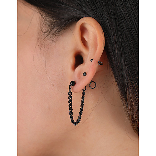 

Drop Earrings Hoop Earrings Earrings Fashion Trendy Rock Cool Stainless Steel Earrings Jewelry Black / Gold / Silver For Birthday Street Gift Festival