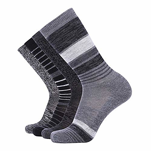 

enerwear 4 pack women's merino wool outdoor hiking trail crew sock (us shoe size 4-10, wathet/grey/multi)