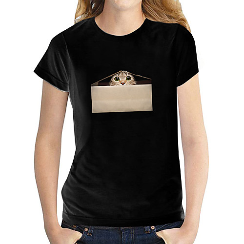 

Women's T shirt Butterfly Graphic Prints Round Neck Tops 100% Cotton Basic Top White Black Blue