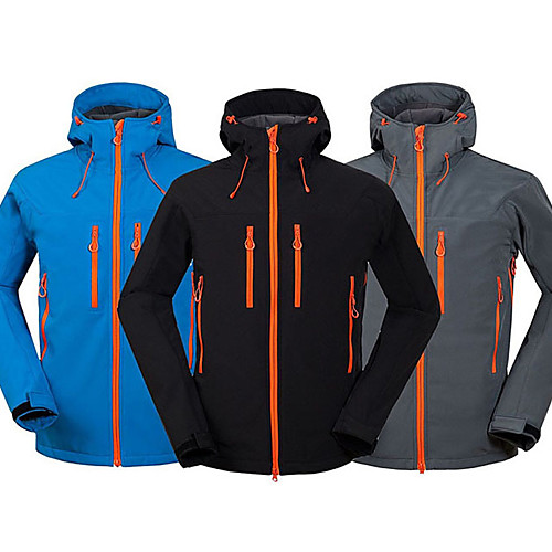 

Cikrilan Men's Hiking Jacket Softshell Jacket Winter Outdoor Thermal Warm Waterproof Windproof Breathable Jacket Windbreaker Top Softshell Camping / Hiking Hunting Fishing Black Blue Gray Camping
