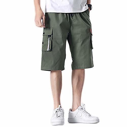 

men's cropped shorts summer micro-elastic solid color large size loose shorts men's casual shorts