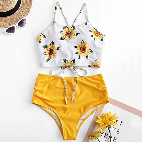 

Women's Bikini Swimsuit Print Blue Yellow Wine Army Green Navy Blue Swimwear Padded Bathing Suits Fashion Sexy