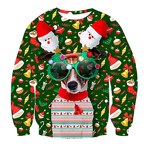 

Men's Pullover Sweatshirt Dog Animal Patterned 3D Christmas 3D Print Casual Christmas Hoodies Sweatshirts Black Red Green