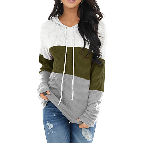 

Women's Tunic Color Block Plain Long Sleeve Patchwork Cowl Neck Tops Cotton Basic Basic Top Black Blue Yellow