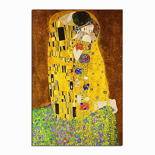 

World Famous Painting Series 100% Hand Painted Gustav Klimt's kiss Abstract Oil Painting on Canvas Wall Pictures For Living Room Home Decor Christmas Gift