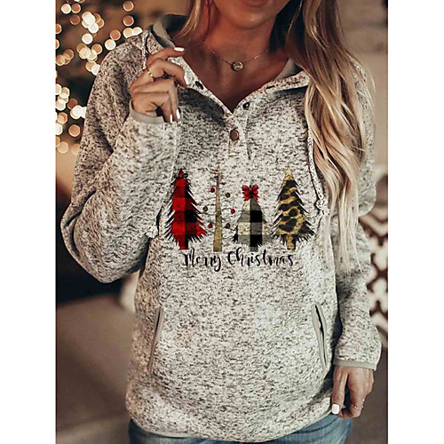 

Women's Pullover Hoodie Sweatshirt Graphic Christmas Daily Casual Christmas Hoodies Sweatshirts Loose White