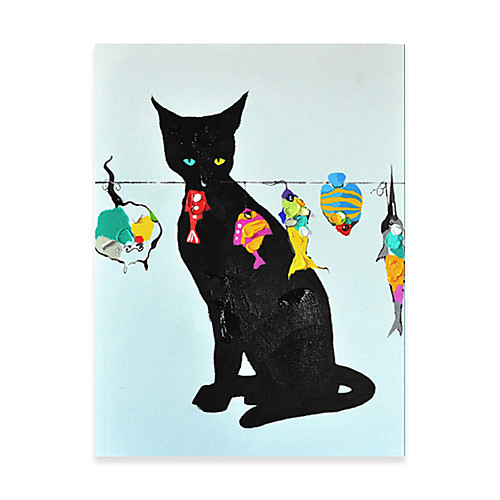 

Animal Oil Painting On Canvas Black Cat Abstract Contemporary Art Wall Paintings Handmade Painting Home Office Decorations Canvas Wall Art Painting Rolled Canvas No Frame
