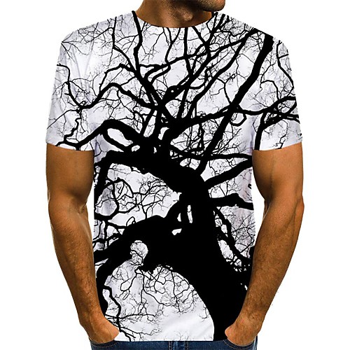 

Men's T shirt 3D Print Graphic Print Short Sleeve Daily Tops Streetwear Black / White
