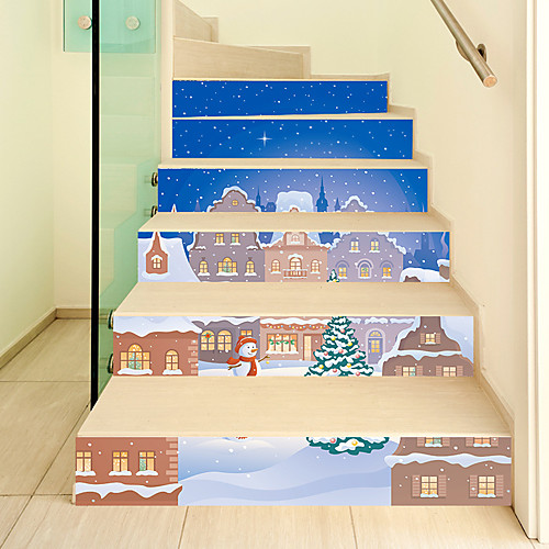 

Christmas Toys Wall Decals Christmas Stairs Stickers Decals Elk Santa Claus Merry Christmas Waterproof Removable Party Favor PVC 12 pcs Kid's Adults 18100cm Christmas Party Favors Supplies