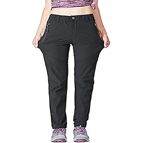 

women's outdoor lightweight quick-drying sportswear hiking pants with pocket zipper black xl