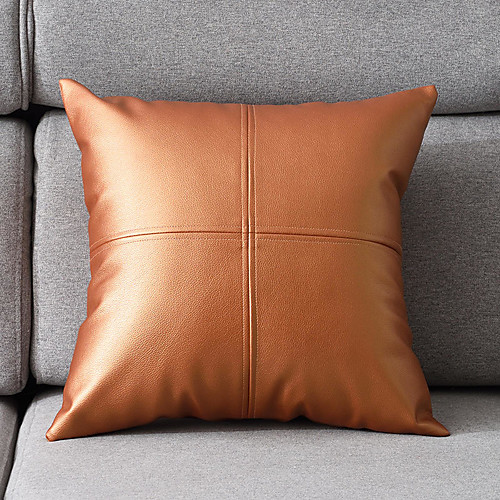 

Fashion Simplicity PU Soft Skin Splicing Style Pillow Case Cover Living Room Bedroom Sofa Cushion Cover Modern Sample Room Cushion Cover