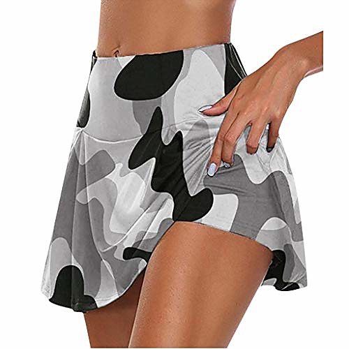 

tennis skirts for women, ulanda women's active skort athletic stretchy pleated tennis skirt for running golf workout (x-2 gray, medium)