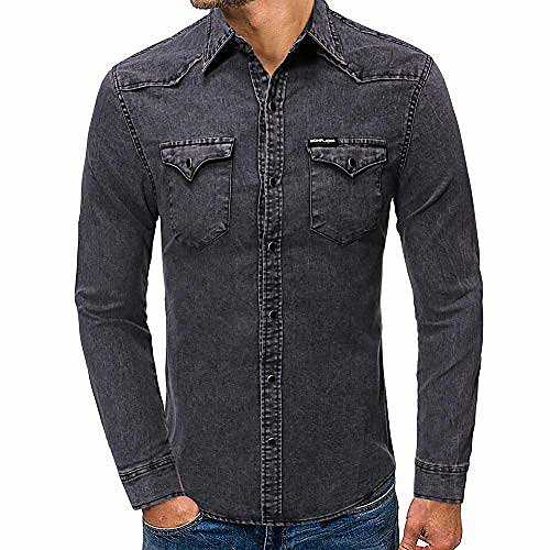 

Men's Shirt non-printing N / A Long Sleeve Dailywear Tops Black Blue