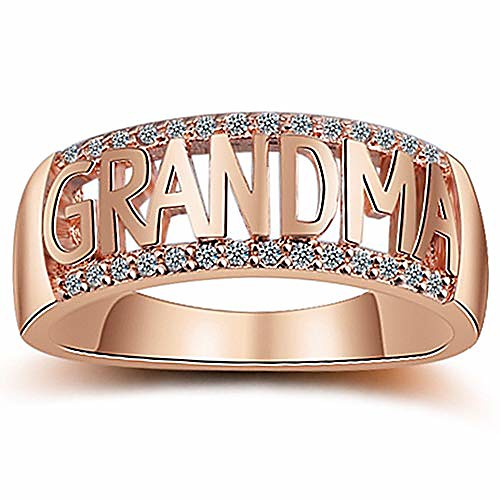 

silver rose gold grandma nana ring grandmother birthday (rose gold, 7)