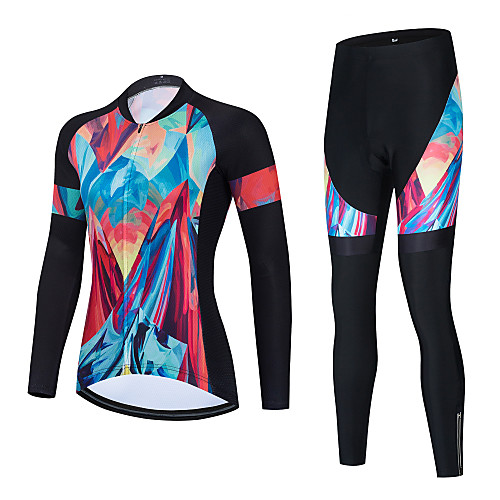 

21Grams Women's Long Sleeve Cycling Jersey with Bib Tights Cycling Jersey with Tights Winter Black Blue BlackWhite Bike Breathable Quick Dry Sports Graphic Mountain Bike MTB Road Bike Cycling