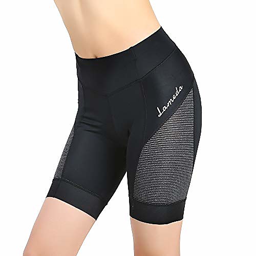 

women bike shorts fashion high waisted padded girl spinning bike shorts lightweight (black, s)