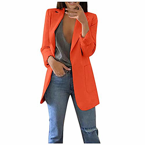 

Women's Blazer Solid Color Classic Chic & Modern Polyester Office / Career Coat Tops Navy