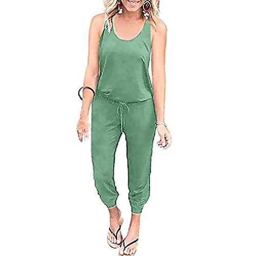 

women jumpsuits romper spaghetti strap sleeveless club long pants rompers green l