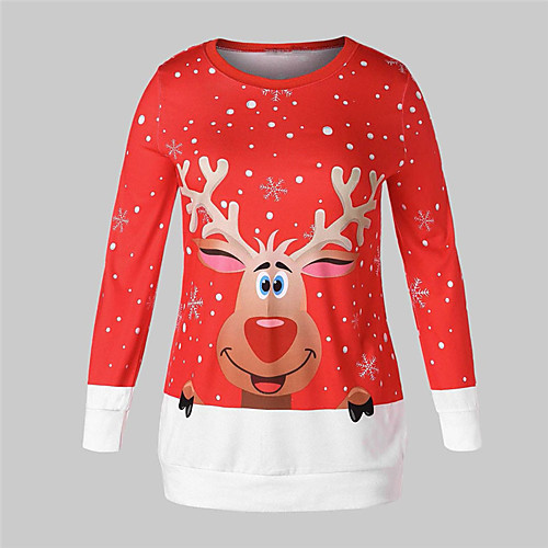 

Women's T Shirt Dress Tee Dress Short Mini Dress Black Purple Red Long Sleeve Animal Print Fall Round Neck Casual Christmas 2021 S M L XL XXL