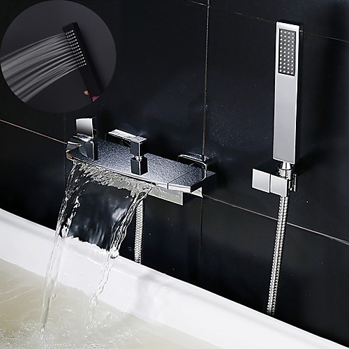 

Bathtub Faucet Chrome Wall Mounted Ceramic Valve Bath Shower Mixer Taps Contain with Cold and Hot Water