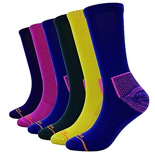 

6 pack women's merino wool blended trail socks (9-11, mix color 2)