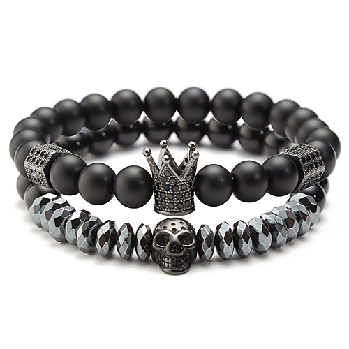 

Men's Bead Bracelet Men's Bracelet Micro Inlaid Zircon Crown Skull