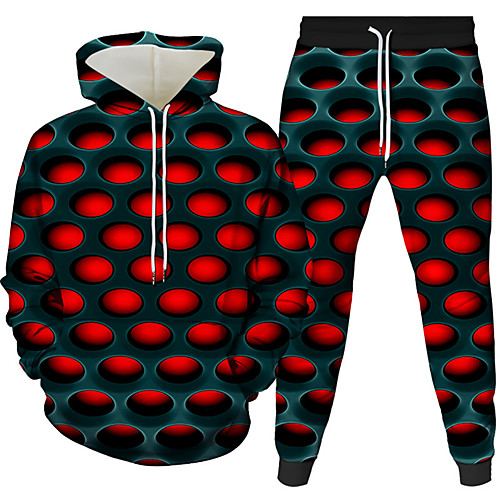 

Men's 3D Hoodies Set Graphic 3D 2 Piece Hooded Daily 3D Print Casual Hoodies Sweatshirts Long Sleeve Blue Purple Red