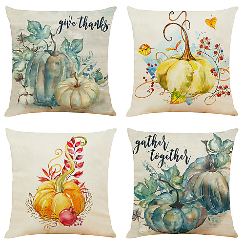 

Cushion Cover 4PCS Thanksgivi Party Decoration Christamas Gift Linen Soft Decorative Square Throw Pillow Cover Cushion Case Pillowcase for Sofa Bedroom 45 x 45 cm (18 x 18 Inch) Superior Quality Mashi