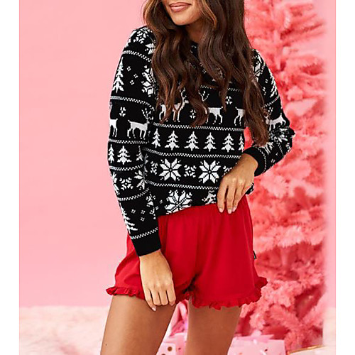 

Women's Christmas Knitted Striped Pullover Long Sleeve Sweater Cardigans Crew Neck Fall Winter Blue Red Green