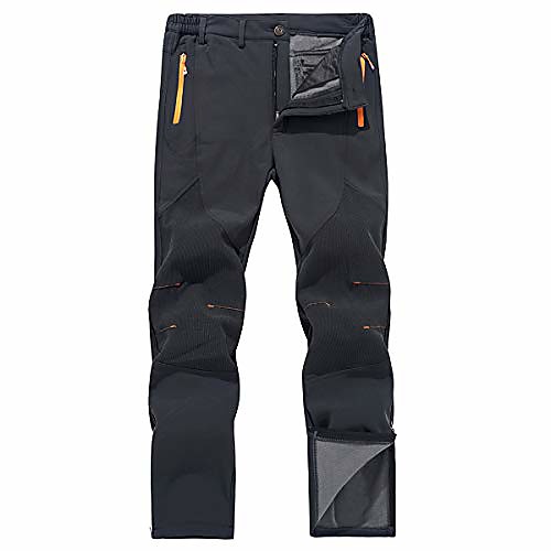 

men's warm ski hiking pants softshell fleece lined waterproof winter outdoor snowboard trousers with zipper bottom leg