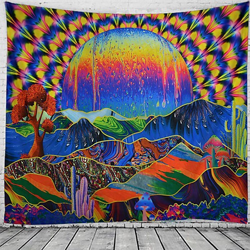 

Psychedelic Abstract Wall Tapestry Art Decor Blanket Curtain Hanging Home Bedroom Living Room Decoration Polyester Hippie Sunshine Monster Skull Trippy Mountain Landscape