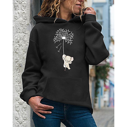 

Women's Pullover Hoodie Sweatshirt Dandelion Daily Casual Hoodies Sweatshirts White Black Purple