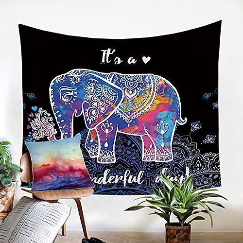 

Wall Tapestry Art Decor Blanket Curtain Picnic Tablecloth Hanging Home Bedroom Living Room Dorm Decoration Polyester Letter Colorful India Elephant View