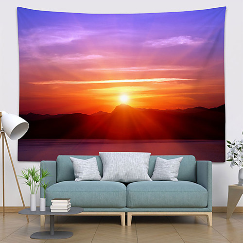 

Wall Tapestry Art Deco Blanket Curtain Picnic Table Cloth Hanging Home Bedroom Living Room Dormitory Decoration Polyester Fiber Mountains Sunset