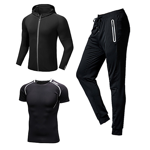 

Men's Patchwork Tracksuit Activewear Set Athletic Athleisure Long Sleeve 3pcs Front Zipper Breathable Quick Dry Moisture Wicking Fitness Gym Workout Running Walking Jogging Sportswear Normal Outfit